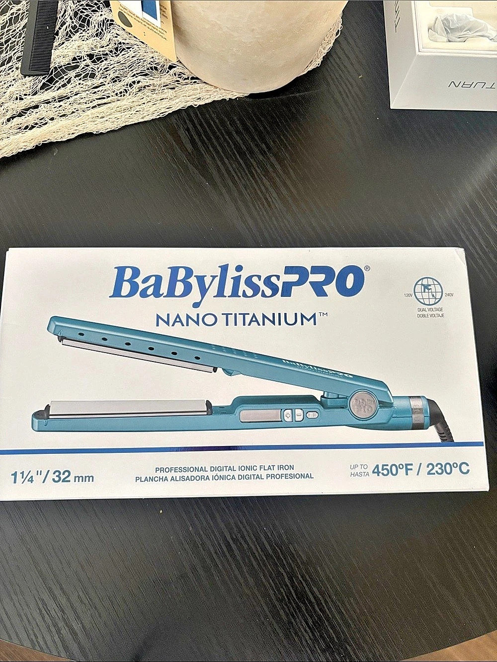 BaBylissPRO Nano Titanium 1/4" Professional Digital Ionic Flat Iron Blue 1